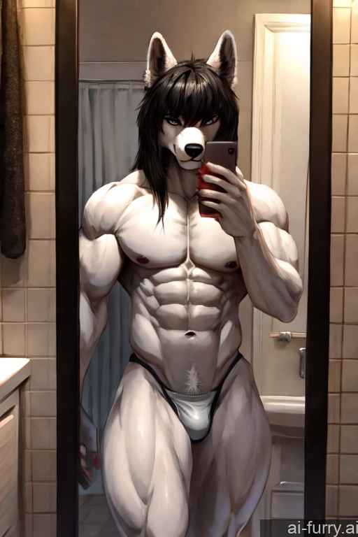 Tall Black Hair Wine One 20s Bangs Bathroom Bright Lighting Big Hips Nude Muscular White Fur Mirror Selfie Front View Perfect Body Sexy Face Long Legs Big Ass Bodybuilder Messy Detailed Underwear Cumshot Oiled Body Partially Nude Abs