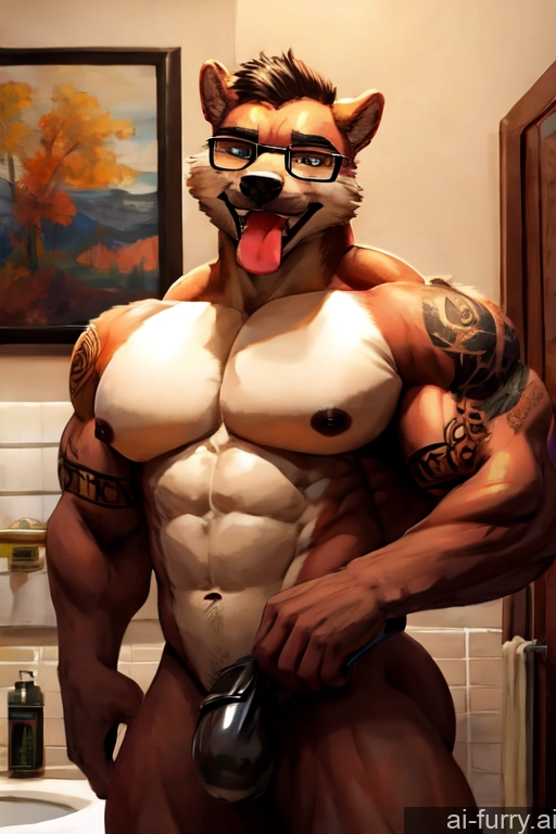 Detailed Bodybuilder Perfect Body Glasses 40s Tattoos One Cumshot Ahegao Sexy Face Painting Bathroom Nude Perfect Boobs Front View Beautiful Big Ass Orgasm Muscular Bright Lighting