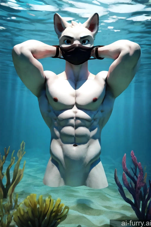 White One 3d Serious Abs Athlete Small Tits Underwater Bdsm Nude Close-up View Face Mask T-pose