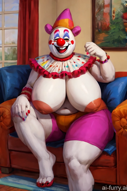 Laughing Huge Boobs Fat Russian Couch Clown 40s Milf One