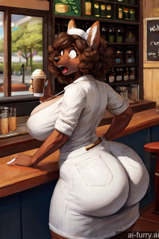 Waitress African 40s Shocked Milf One Busty Cafe Big Ass