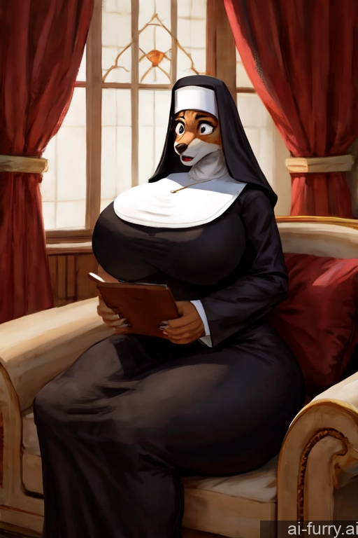 Shocked One Nun Russian Huge Boobs Milf Lingerie Couch 30s