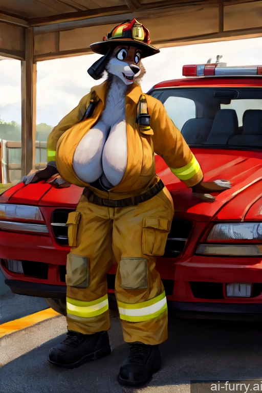 Shocked Huge Boobs One Car Russian Milf 30s Firefighter