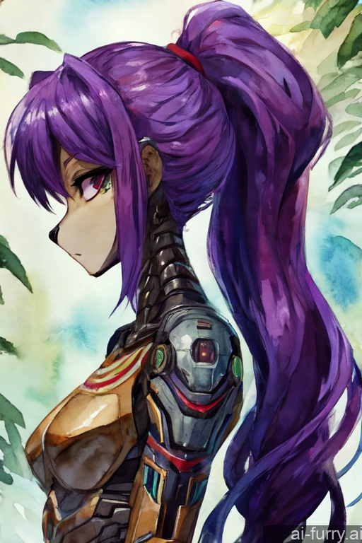 Skinny One Soft Anime Fur Long Hair Ponytail Cyborg Watercolor African Purple Hair Tall Woman