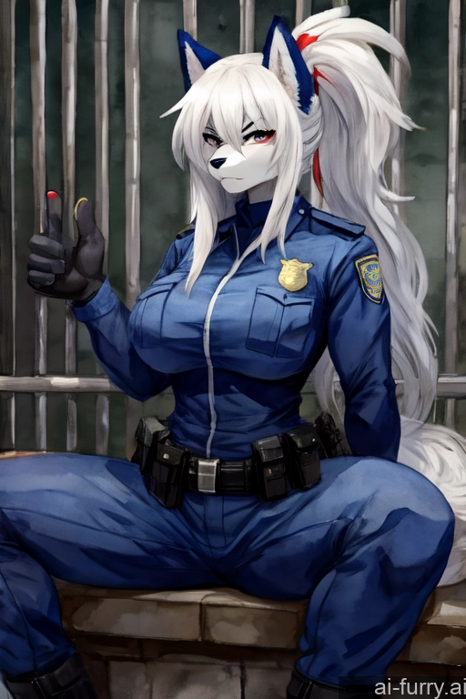 Soft Anime Watercolor Long Hair Tall Fur Athlete 20s Prison White Hair Perfect Boobs Ponytail Serious Woman Bdsm Muscular Spreading Legs Police