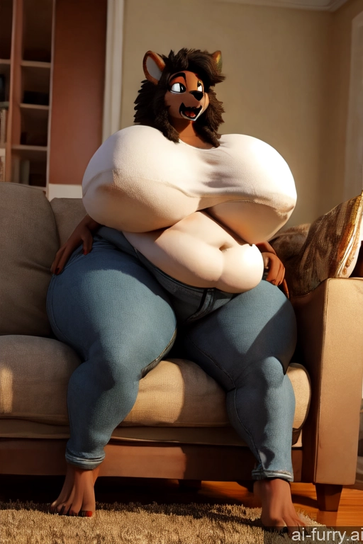 Huge Boobs Shirt Underwear 3d Fat African Milf 30s One Couch Shocked Jeans