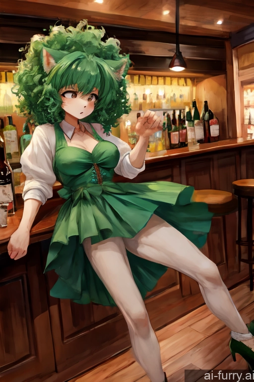 Curly Hair Several Green Hair Sad Jumping Soft Anime Orgasm Dress Woman + Man Skinny Fur Slicked Small Ass 20s Bar Perfect Boobs