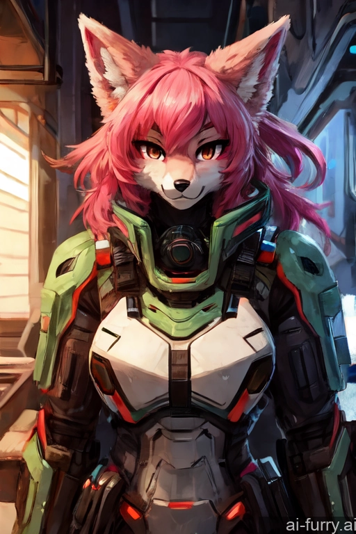 Mech Suit Fur Warm Anime Pink Hair