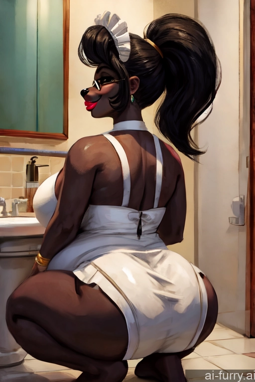 Spreading Legs Sunglasses Bathroom 60s Front View Maid Big Ass Transparent Back View Ponytail Gold Jewelry Side View Jewelry Black Hair Squatting Thick 40s Happy Busty Sexy Face Close-up View Lipstick Pregnant Perfect Body Huge Boobs