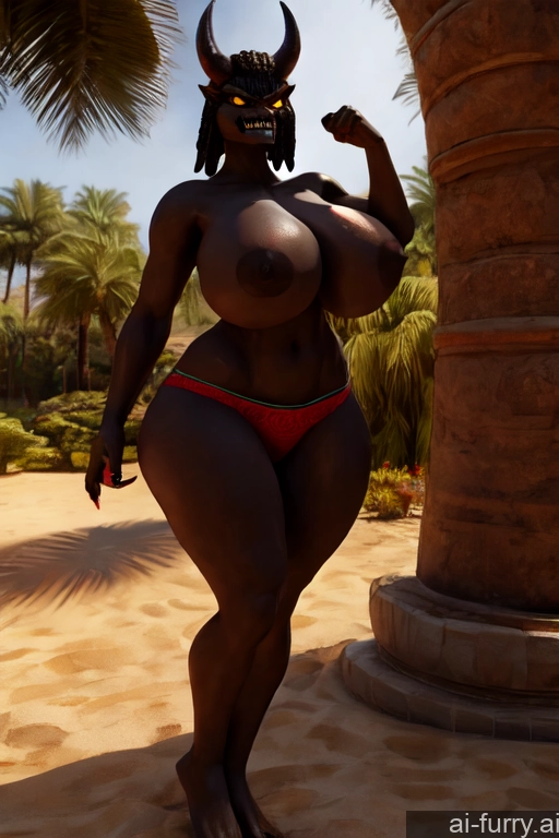 3d Oasis African One Huge Boobs Topless Angry Devil Panties Milf 30s