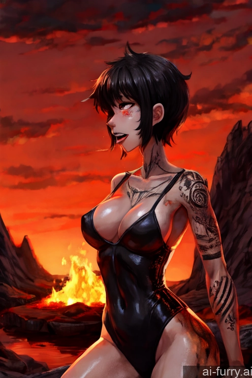 Detailed Bangs Short Hair Perfect Body Warm Anime Beautiful Partially Nude One Piece Swimsuit 18 Hell Small Ass Black Hair Ahegao Tattoos Small Tits Fairer Skin Blowjob