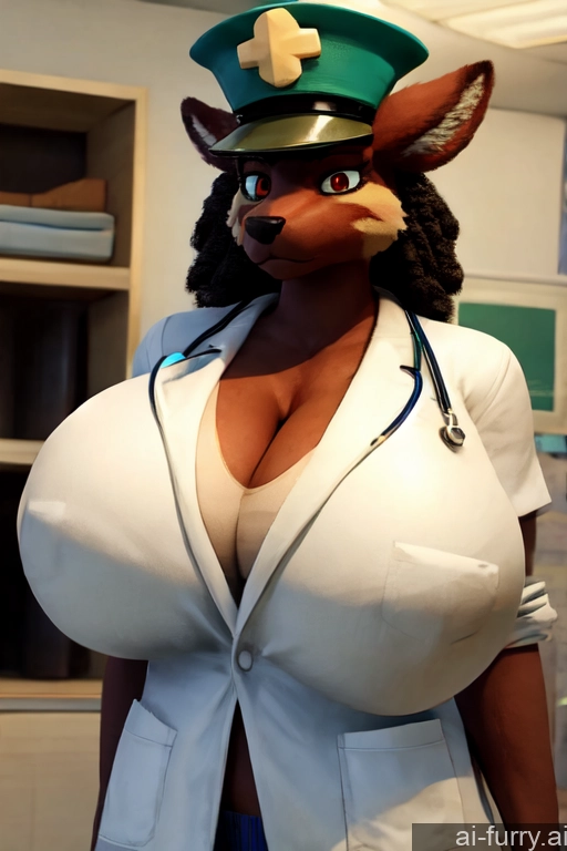 Hospital African Doctor One Huge Boobs Serious 30s Hat 3d Milf