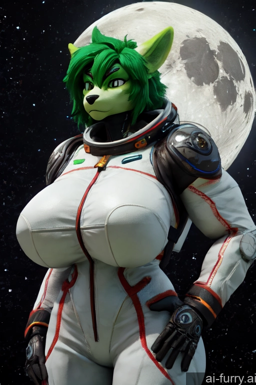 Milf 30s 3d Moon Muscular Japanese Green Hair Space Suit Cyborg One Serious Huge Boobs
