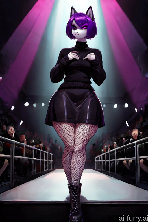 Long Skirt Sweater Tall One Purple Hair Woman Bobcut Goth 18 Fishnet Serious Short Hair Busty Big Hips Casual Fur Big Ass Stage Detailed