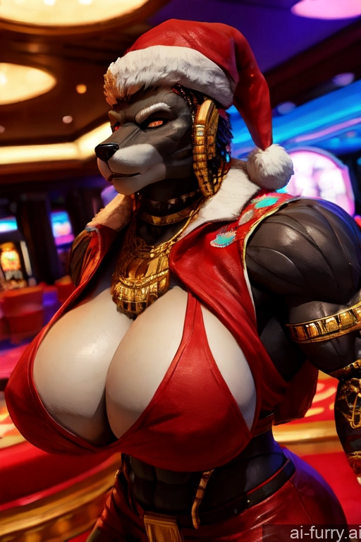 Santa 30s Milf Huge Boobs 3d African Cyborg One Casino Serious Hat Muscular