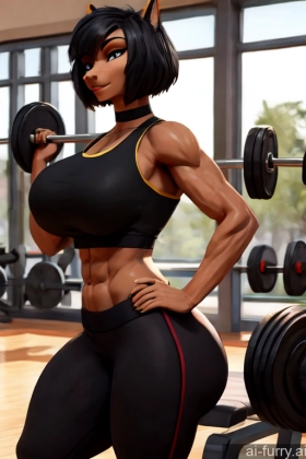 Big Ass Tall Bobcut Tanned Skin Milf Short Hair Sports Bra Yoga Pants Choker Working Out Huge Boobs Gym Cleavage 30s Black Hair Abs Seductive Egyptian Woman 3d Big Hips Muscular