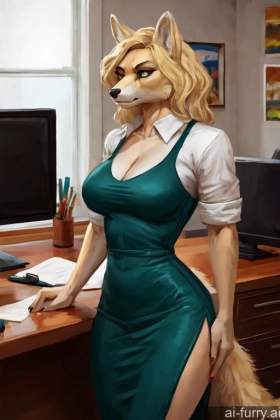 Simple Model One Woman Dress 20s Blonde Russian Busty Serious Thick Working Out Office Painting