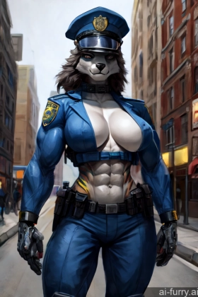 Cyborg Perfect Boobs Police Woman Muscular Street Russian 20s