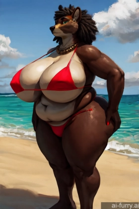 Bikini Fat Huge Boobs African Milf Beach 40s Serious