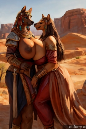 Medieval African Happy Woman + Man Desert Two 30s Huge Boobs