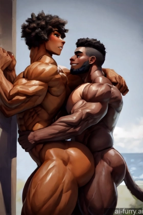 Dark Skin 18 Orgasm Nude Bodybuilder Black Hair Big Ass One Muscular Big Hips 20s Woman + Man