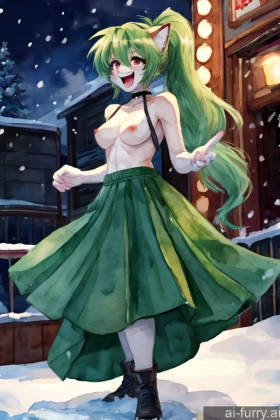 Small Tits Green Hair Skinny One Snow Stage Watercolor 18 Long Skirt Choker Woman Laughing Bomber Soft Anime Ponytail Long Hair Fur Athlete