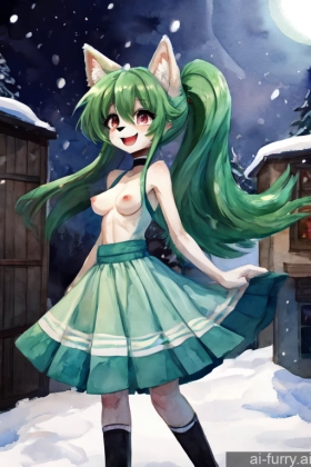 Fur Choker Skinny Bomber 18 Ponytail Snow Long Skirt Green Hair Woman Long Hair Athlete Laughing Stage Watercolor One Soft Anime Small Tits