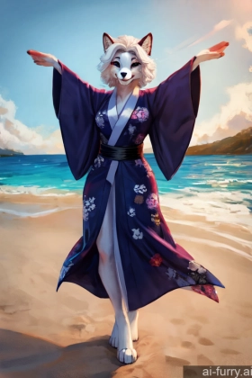 Front View Suit 18 White Hair Beach Russian Slicked Kimono Happy T-pose One