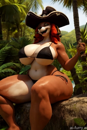 Milf Jungle Bikini Laughing Pirate 3d African Busty Hat Big Ass 30s One