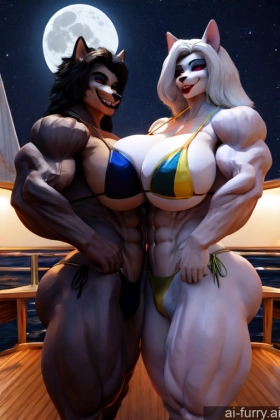 Happy Bodybuilder Two Moon Bimbo Yacht Japanese Huge Boobs Vampire Woman + Man 3d Bikini 30s