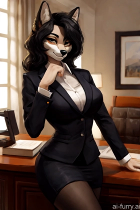 German Black Hair 18 Straight Seductive Secretary