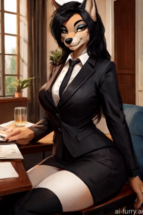 Seductive Black Hair Secretary 18 German Straight