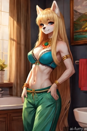 Soft Anime Bathroom Happy One Russian 18 Painting Blonde Crop Top Small Ass Scandinavian Perfect Body Long Hair Swedish Perfect Boobs Short Straight Serious Woman Harem Pants Jewelry Bra