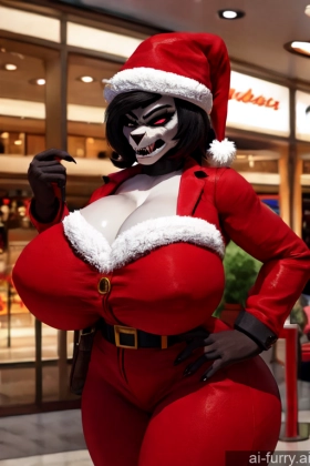 Angry Huge Boobs Mall One Santa Bimbo Black Hair 30s Hat Devil 3d Russian